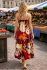 Bold Floral Patterned Red Carmen Summer Maxi Dress - Fair Trade 100% Cotton